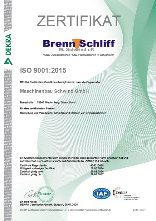 Wir sind nach ISO 9001:2015 zertifiziert Wir sind nach ISO 9001:2015 zertifiziert